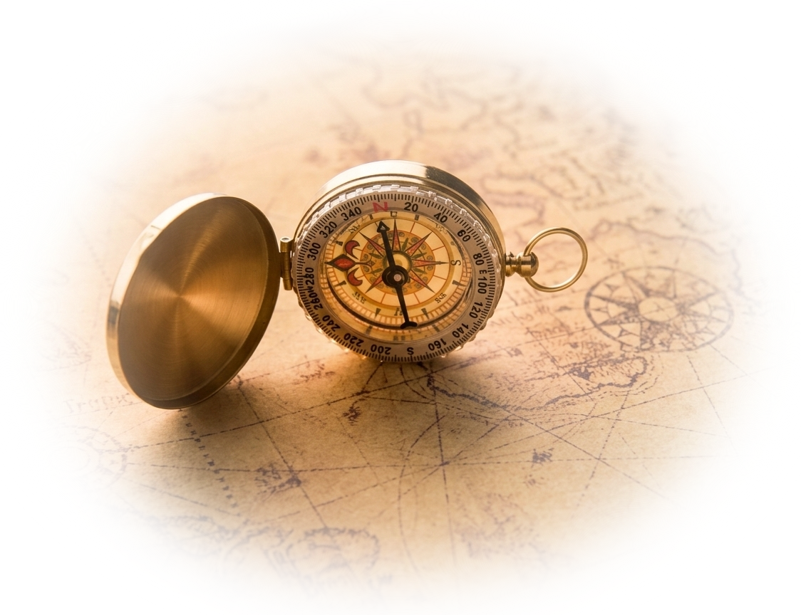 gold open compass