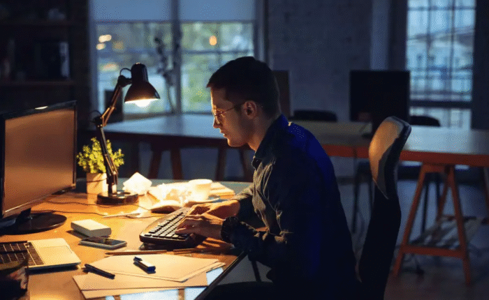 man writing marketing brief